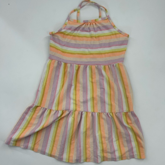 Lot/bundle of 3 dresses- Jean dress, red with hearts, stripe dress -Sz 7/8 - Picture 6 of 8